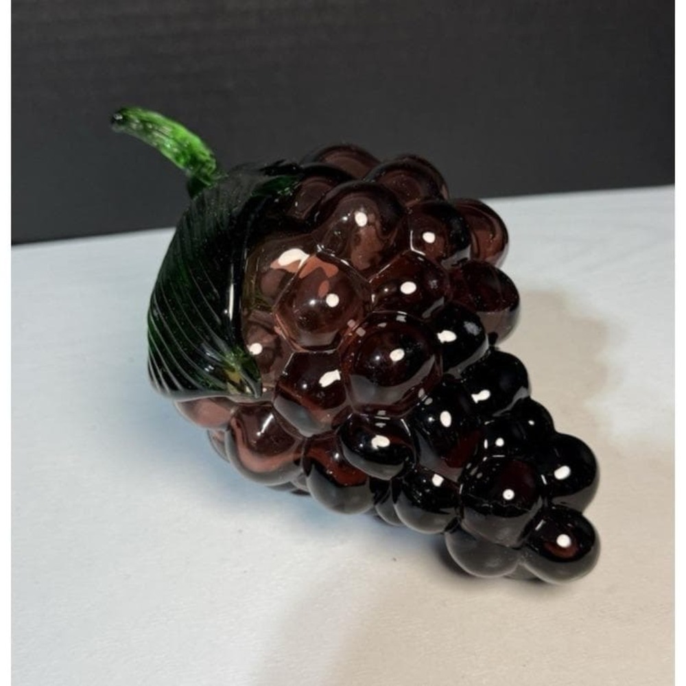 VTG Murano Style Bunch of Purple Grapes Hand Blown Decorative Fruit Art Glass‎